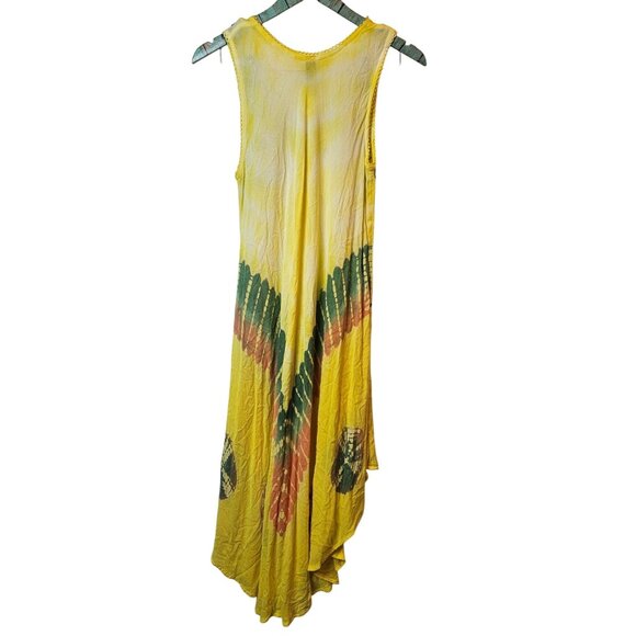 Retro Style SUNFLOWER Brand Tie Dye Embroider Stitch Assymetrical Hem Dress OSFM - Picture 6 of 8